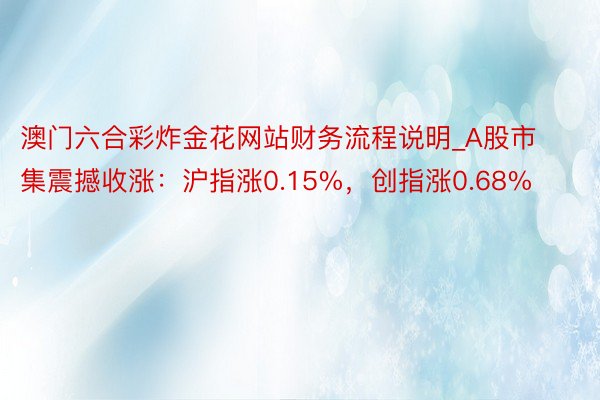 澳门六合彩炸金花网站财务流程说明_A股市集震撼收涨：沪指涨0.15%，创指涨0.68%